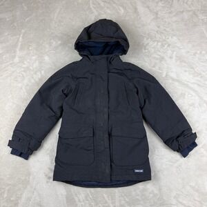 Lands End Parka Coat Kids M 5-6 Black Winter Jacket Quilted Lined Grow-A-Longs